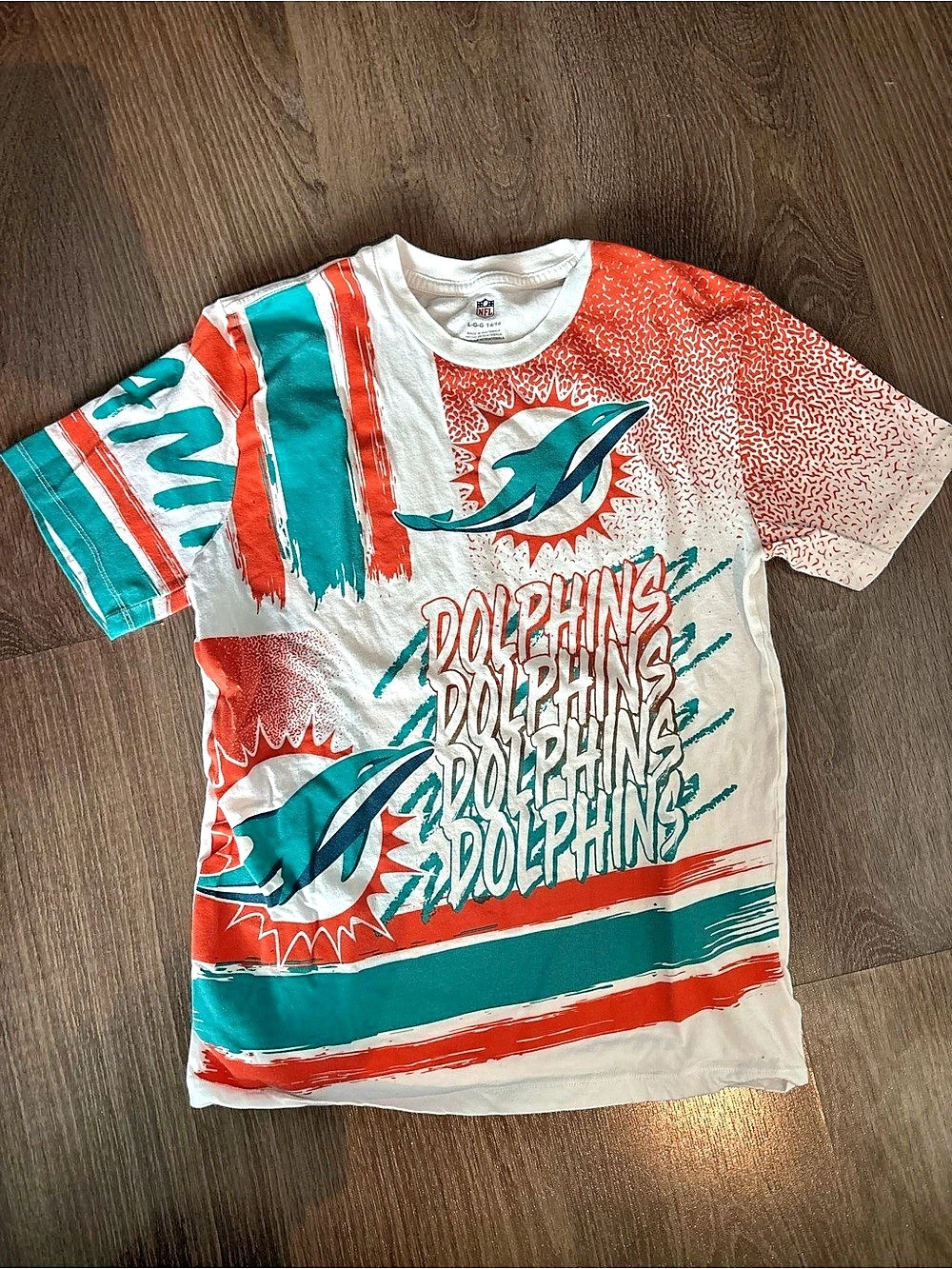 NFL Miami Dolphins Color Block Tee Size Large